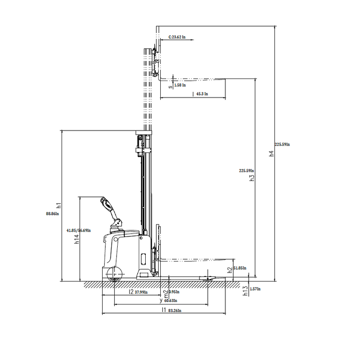 EKKO EB16EAS-189Li Electric Walkie Stacker with Side Shift – 4,400 lb Capacity, 189" Lift, 24V Lithium Battery EKKO