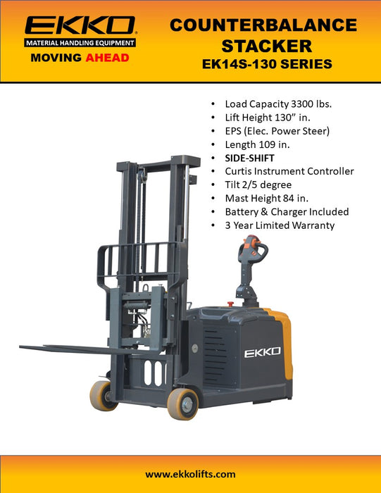 EKKO EK14S-130 Counterbalanced Walkie Stacker SIDE-SHIFTING - view 3