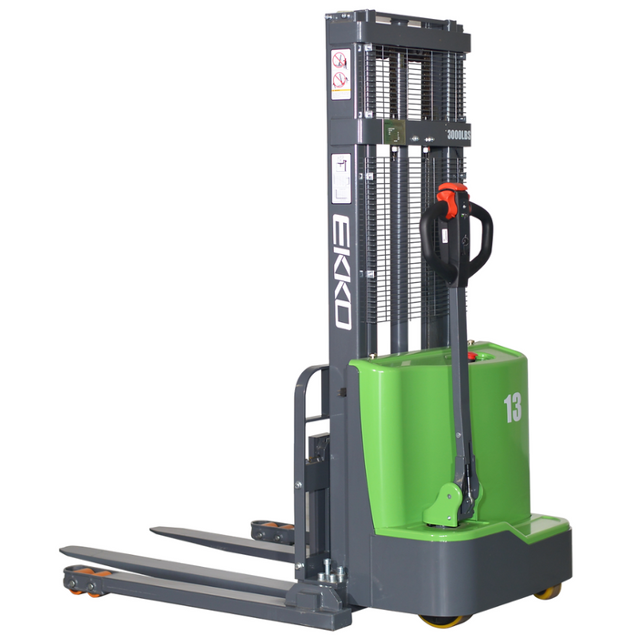 EKKO EB13C-98Li Electric Straddle Stacker – 2,800 lb Capacity, 98" Lift, 75" Mast, 24V Lithium Battery