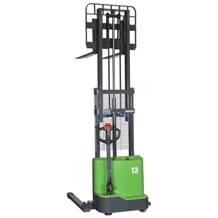 EKKO EB13C-98Li Electric Straddle Stacker – 2,800 lb Capacity, 98" Lift, 75" Mast, 24V Lithium Battery