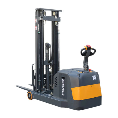 EKKO EH15T Reach Truck – 3,300 lb Capacity, 138" Lift, 19.7" Reach, Electric Power Steering, 24V/270Ah Battery