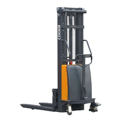 EKKO EA15C Semi-Electric Fork-Over Walkie Stacker – 3,300 lb Capacity, 119.3" Lift, 81.8" Mast, 12V Maintenance Free Battery