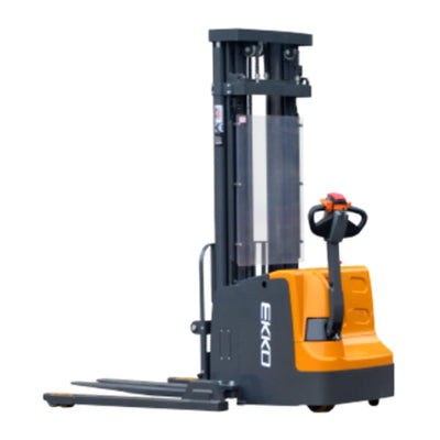 EKKO EB20E Electric Walkie Stacker With Straddle Legs – 4,400 lb Capacity, 177" Lift, 24V Maintenance Free Battery