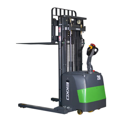EKKO EB20CS-177Li Electric Walkie Stacker with Side Shift – 4,400 lb Capacity, 177" Lift, 24V Lithium Battery