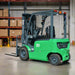 Green forklift on a white background