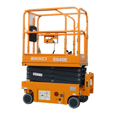 EKKO ES40E Electric Scissor Lift – 500 lb Capacity, 19.7' Working Height, 24V Battery