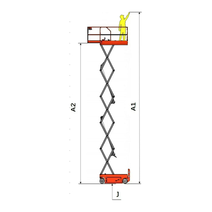 EKKO ES40E Electric Scissor Lift – 500 lb Capacity, 19.7' Working Height, 24V Battery 