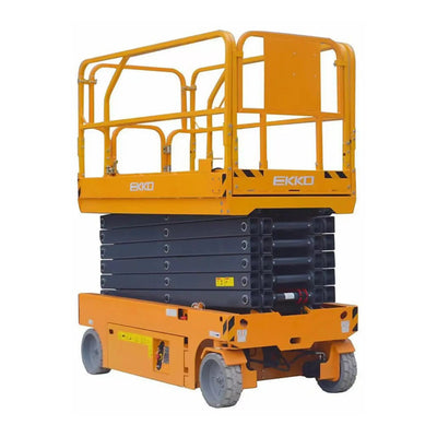 EKKO ES100E Electric Scissor Lift – 700 lb Capacity, 39 ft Working Height, 24V Battery
