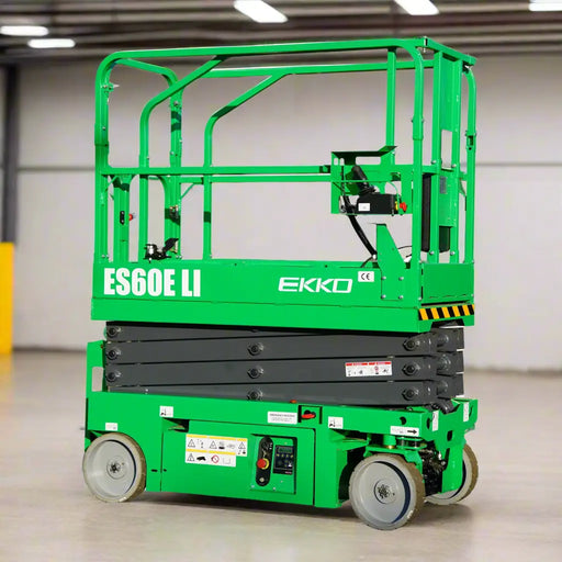 Green EKKO ES60E LI scissor lift on a white background
