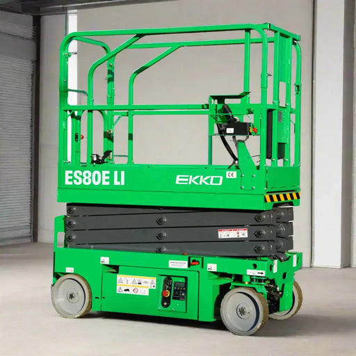 Green EKKO ES80E LI scissor lift on a white background