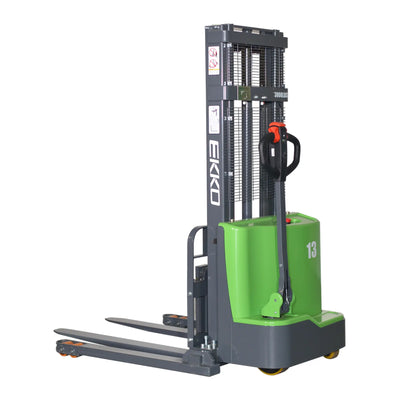 EKKO EB13C-98Li Electric Walkie Stacker – 2,800 lb Capacity, 98" Lift, 75" Mast, 24V Lithium Battery