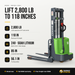 EB13C-118Li key specs: 2,800 lb capacity, 118 in lift, 24V 50Ah lithium battery, 85 in lowered mast, 56.1 in turning radius