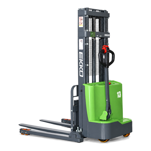 EKKO EB13C-118Li lithium electric walkie straddle stacker, 2,800 lb capacity, 118 in lift