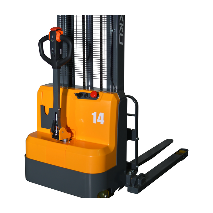 EKKO EB14C-145 Full Powered Straddle Stacker 3000 lb Capacity, 145" Height