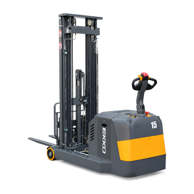 EKKO EH15T Reach Truck – 3,300 lb Capacity, 138" Lift, 19.7" Reach, Electric Power Steering, 24V/270Ah Battery