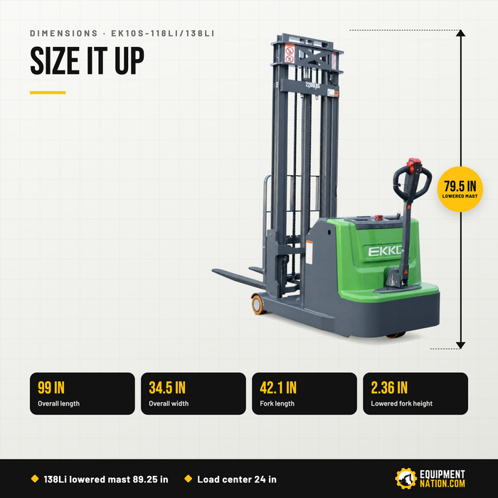 EKKO EK10S-118LI/138LI Counterbalanced Walkie Stacker 2200 lb
