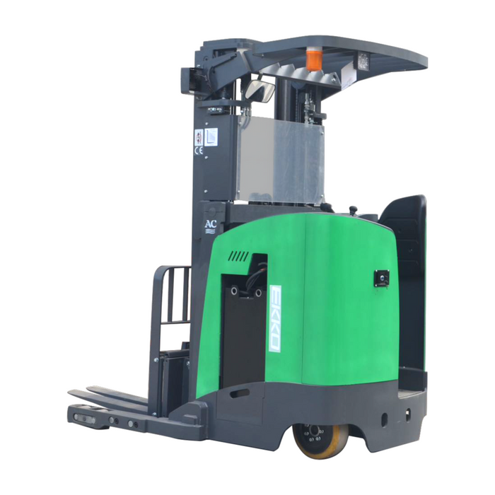 EKKO EK18RR-335Li Reach Truck – 4,000 lb Capacity, 335" Lift, Stand-Up Narrow Aisle, Lithium Battery