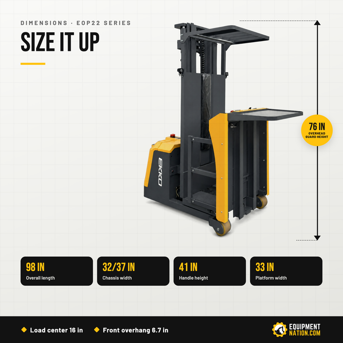 EKKO EOP22 Series Lithium Electric Order Picker 220 lb Capacity