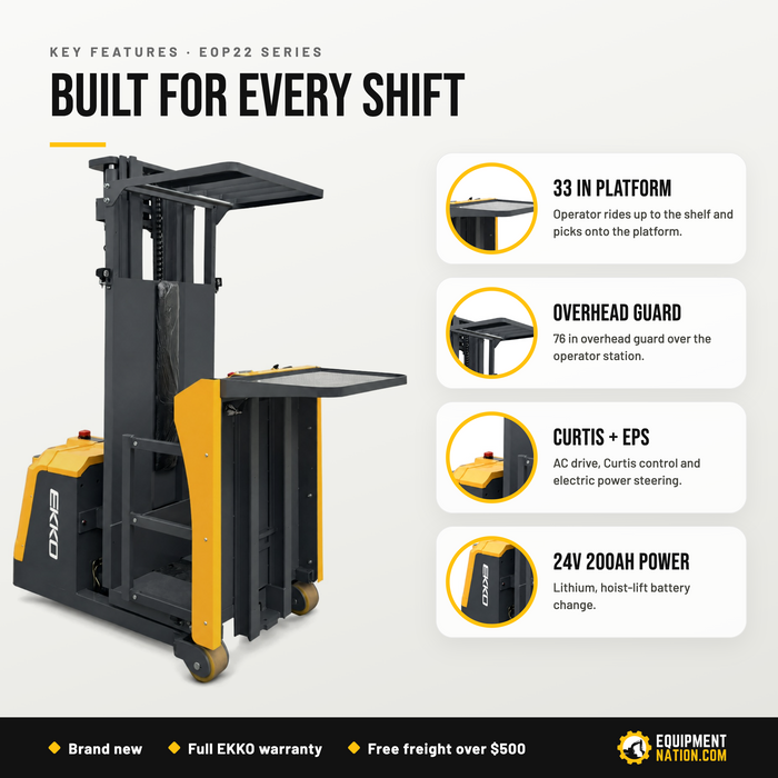EKKO EOP22 Series Lithium Electric Order Picker 220 lb Capacity