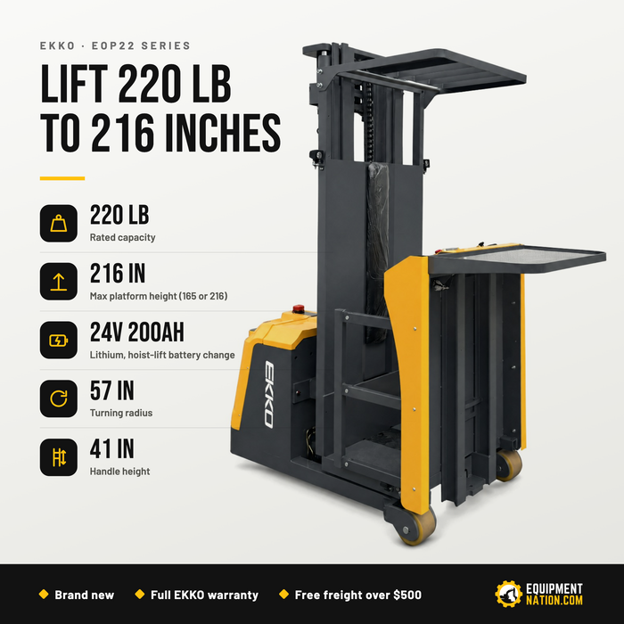 EKKO EOP22 Series Lithium Electric Order Picker 220 lb Capacity
