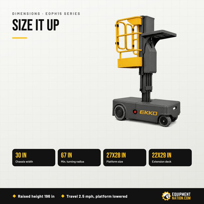 EKKO EOPH15 Series Full Electric Order Picker 330lb